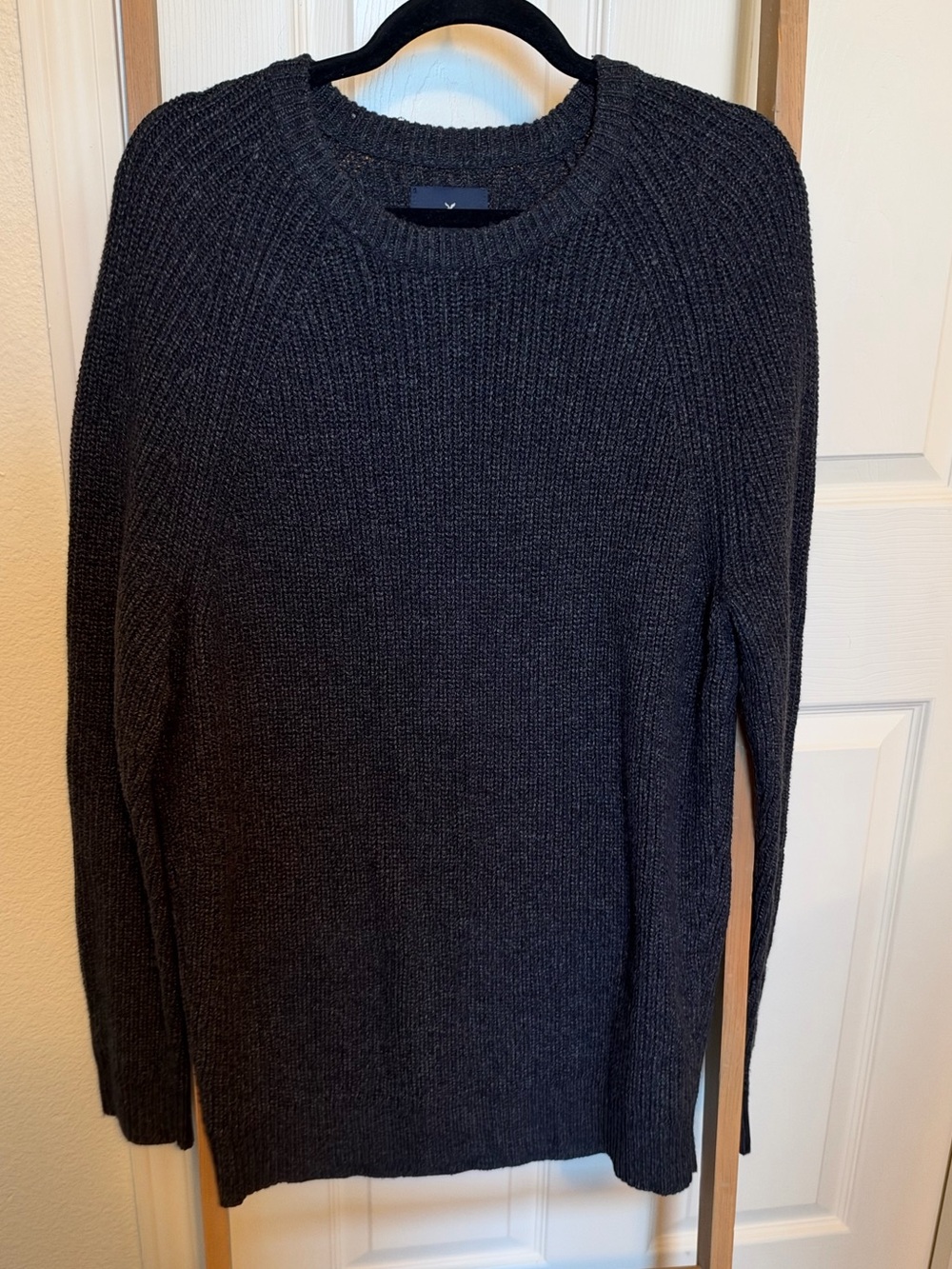 American Eagle Outfitters Charcoal Crewneck Fisherman Sweater